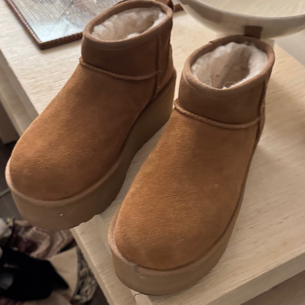 UGG Women's Brown Suede Platform Boots